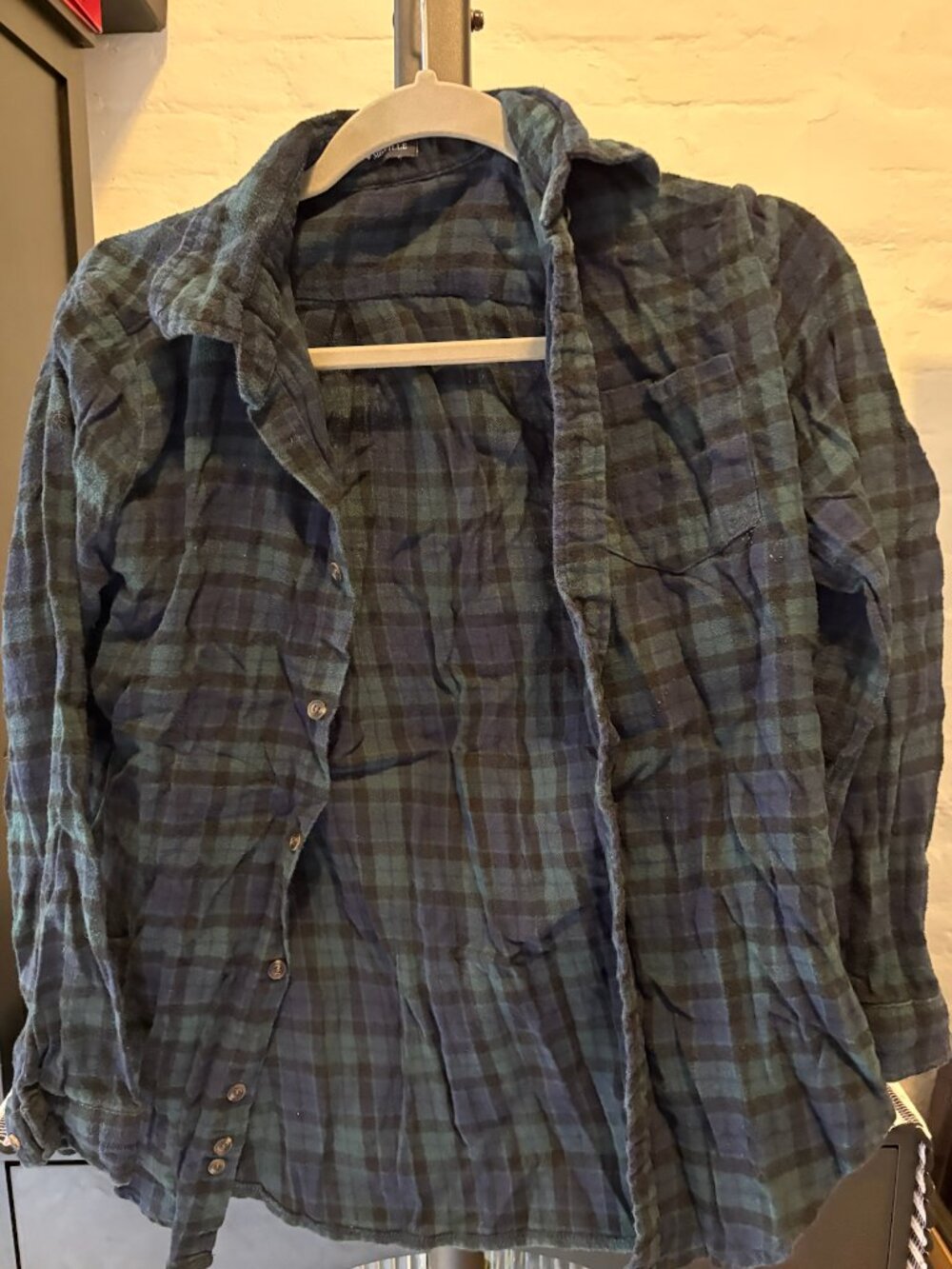 Brandy Melville Green/Blue Flannel, One Size